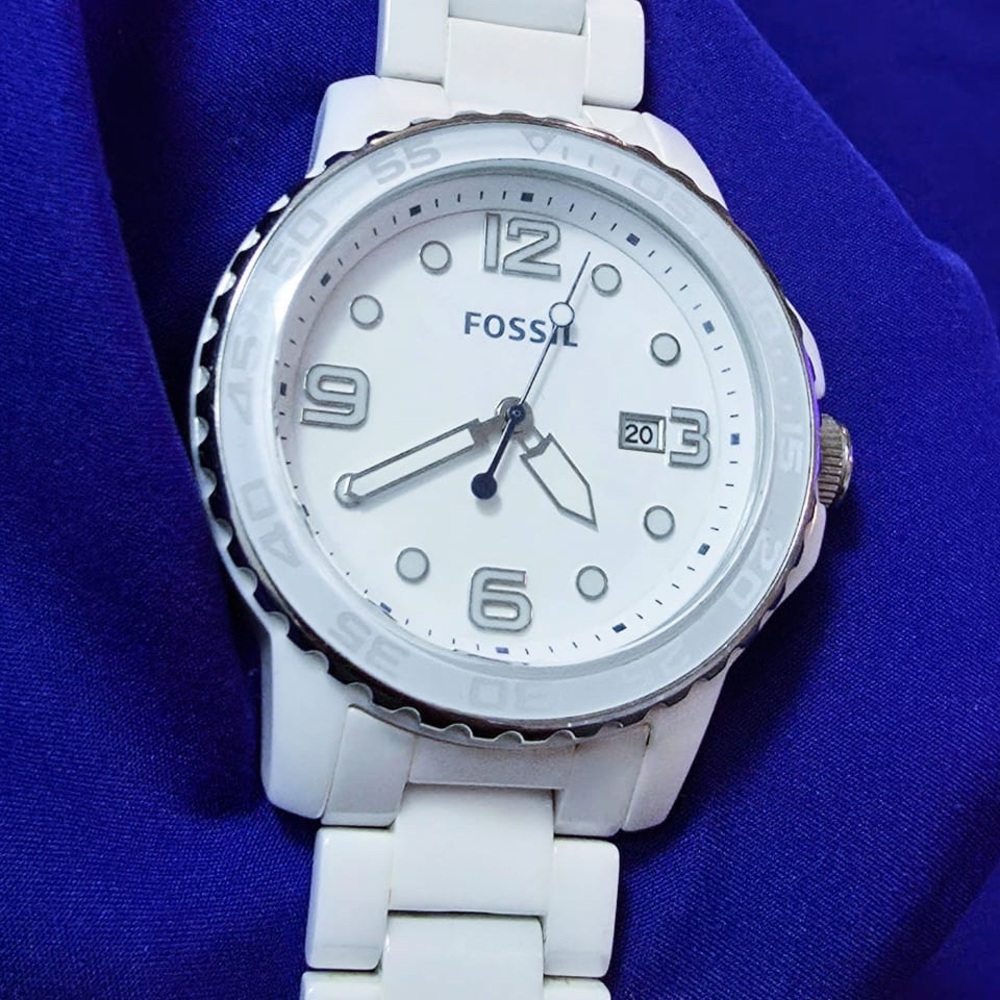 Fossil Ceramica CE5009 Ivory White All Ceramic Men's Watch 47mm - Picture 2 of 11
